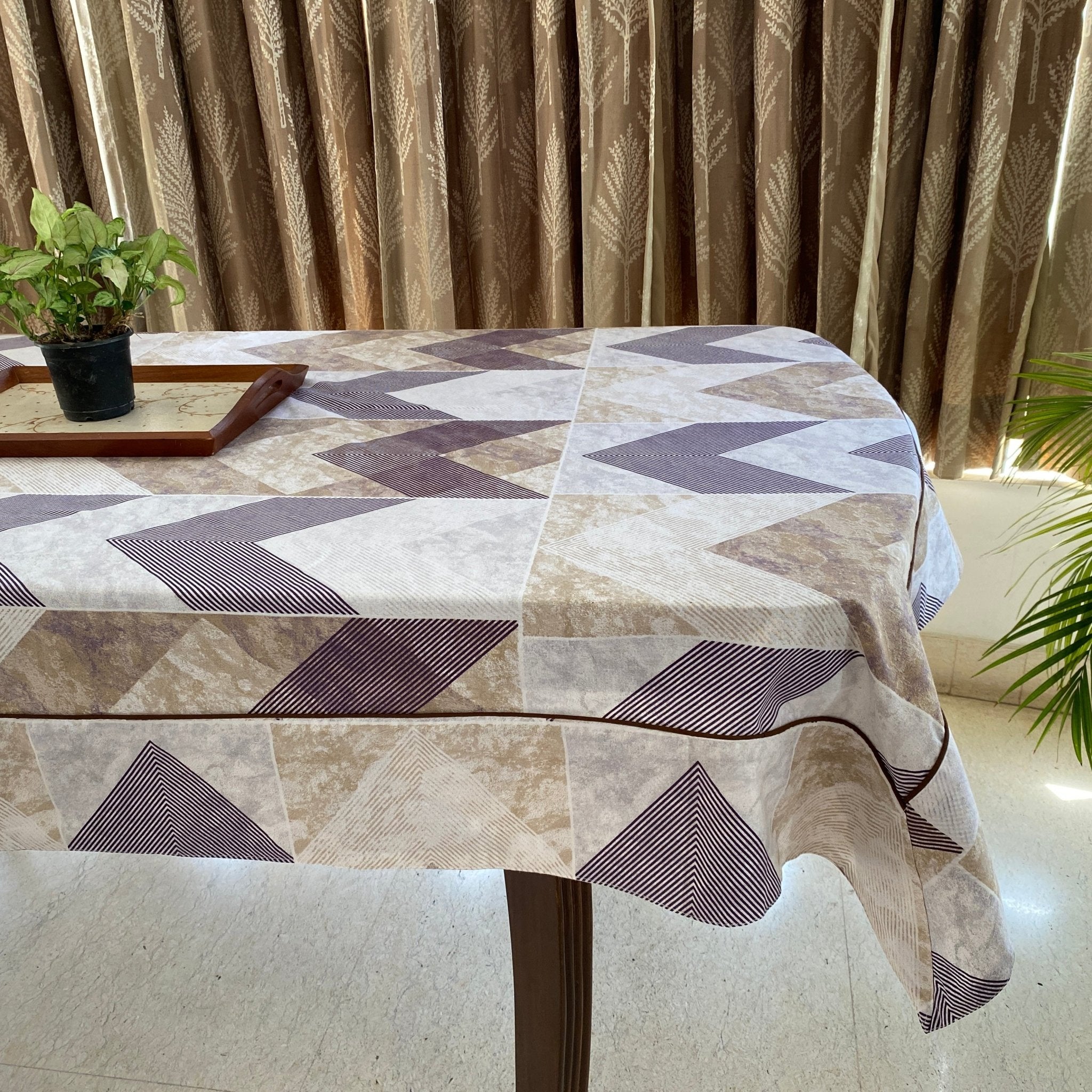 Lattice Dreamscape 6 Seater Dining Table Cover, 100% Cotton, 60" x 90" - Coral Slub -